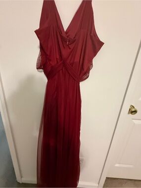 Ever Pretty Deep Burgundy V-Neck Maxi Dress